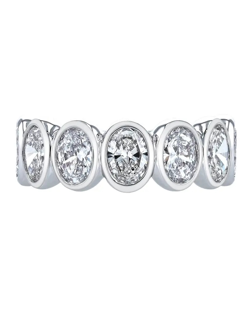 Neiman Marcus Diamonds Platinum 7 Stone Band with Bezel Set Oval Cut Diamonds, 2.30ct