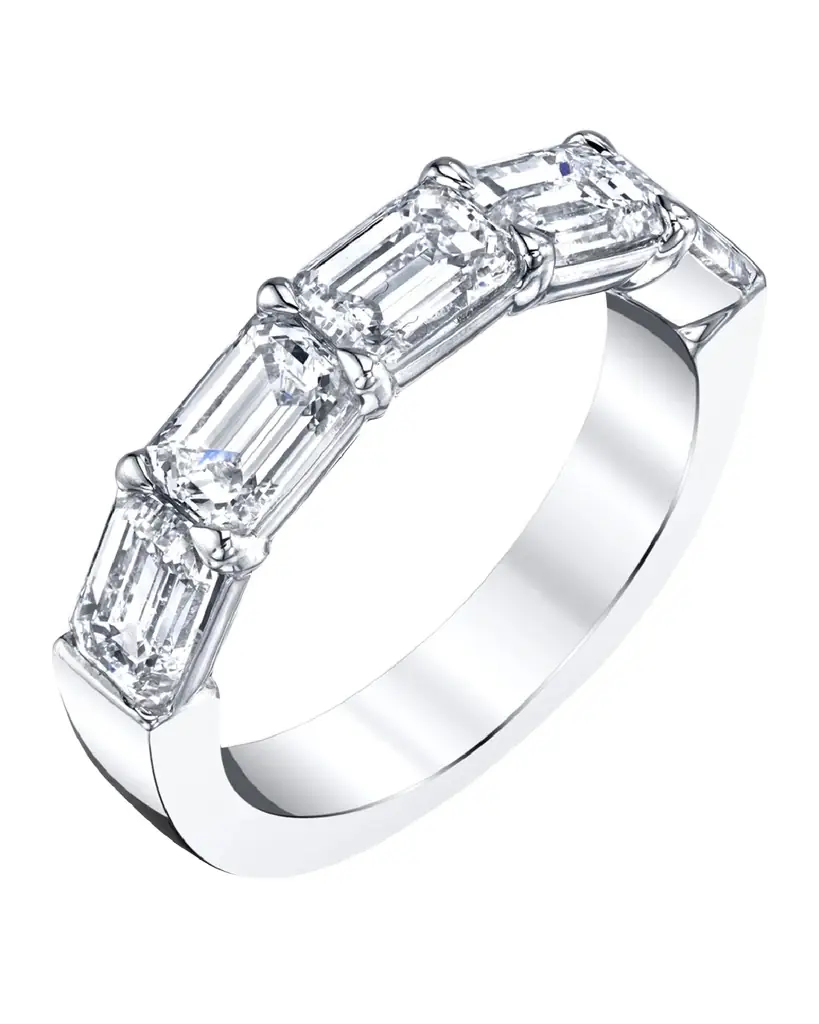 Neiman Marcus Diamonds Large Halfway Band with Horizontal Set Emerald Cut Diamonds, 1.60ct