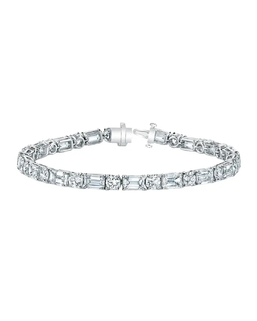 Neiman Marcus Diamonds 18K Gold East-West Alternating Prong-Set Diamond Bracelet, 10.30tcw, 7"L