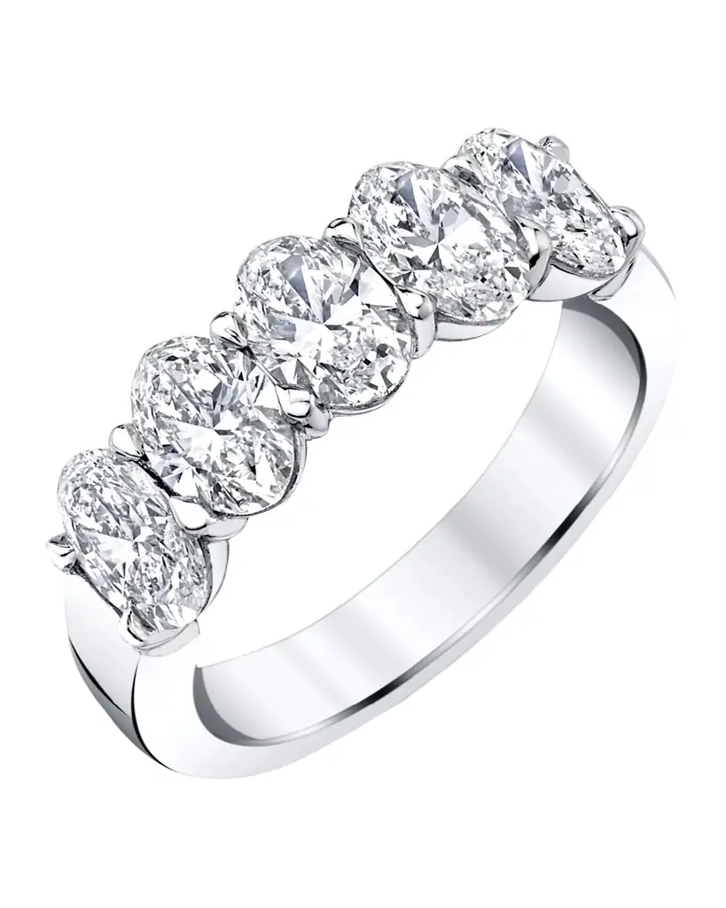 Neiman Marcus Diamonds 18K White Gold 5 Stone Band with Oval Cut Diamonds, 1.65ct