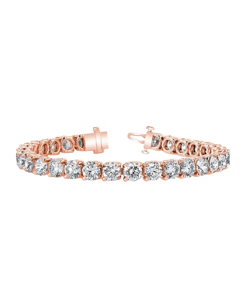 Neiman Marcus Diamonds 18K Gold Round-Cut Diamond Buttercup Tennis Bracelet, 8.00tcw, 7"L