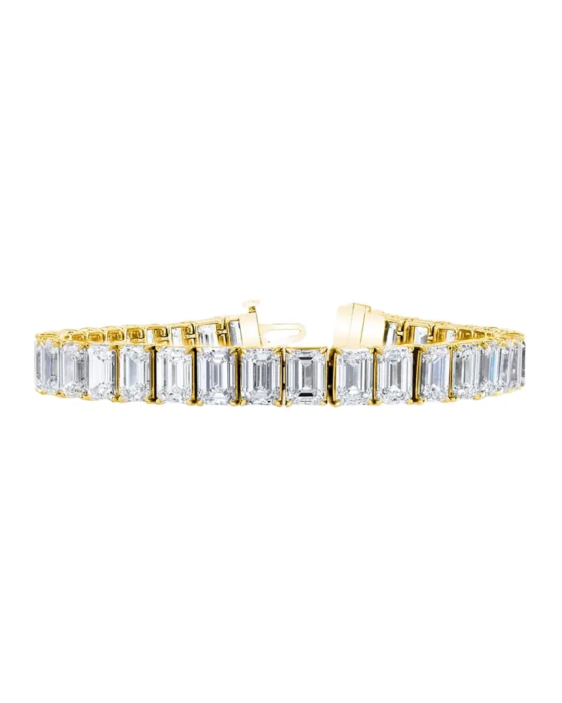 Neiman Marcus Diamonds 18K Gold North-South Prong-Set Diamond Tennis Bracelet, 21.50tcw, 7"L