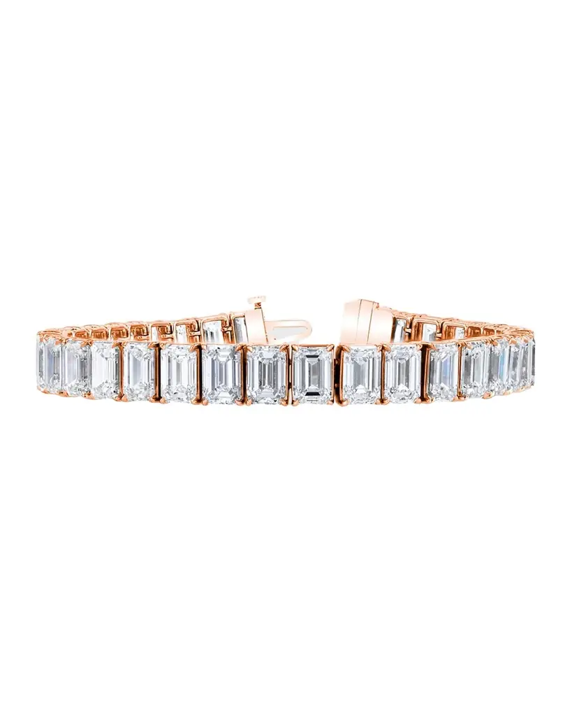 Neiman Marcus Diamonds 18K Gold North-South Prong-Set Diamond Tennis Bracelet, 21.50tcw, 7"L
