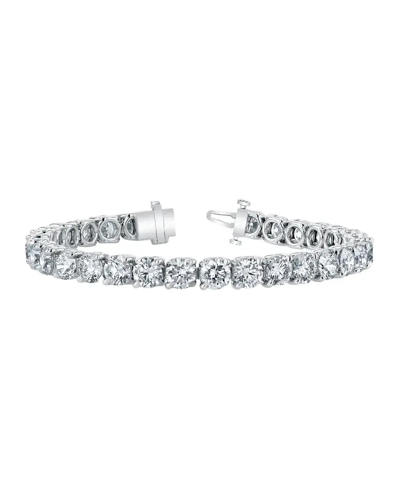 Neiman Marcus Diamonds Platinum Round-Cut Diamond Buttercup Tennis Bracelet, 12.00tcw, 7"L