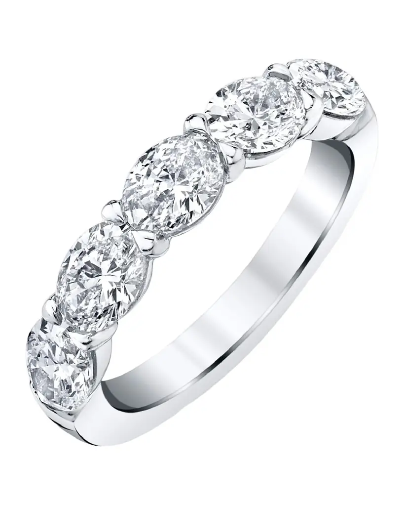 Neiman Marcus Diamonds Large Platinum Halfway Band with Horizontal Set Oval Diamonds, 1.80ct