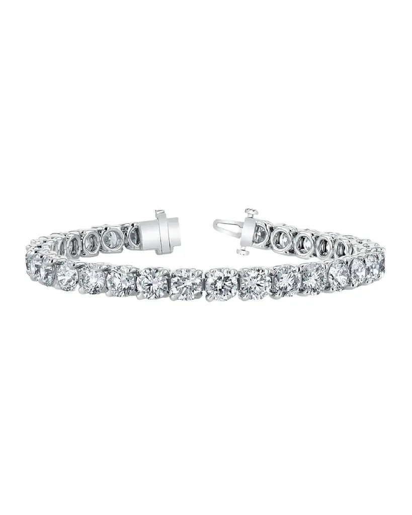 Neiman Marcus Diamonds 18K Gold Round-Cut Diamond Buttercup Tennis Bracelet, 8.00tcw, 7"L