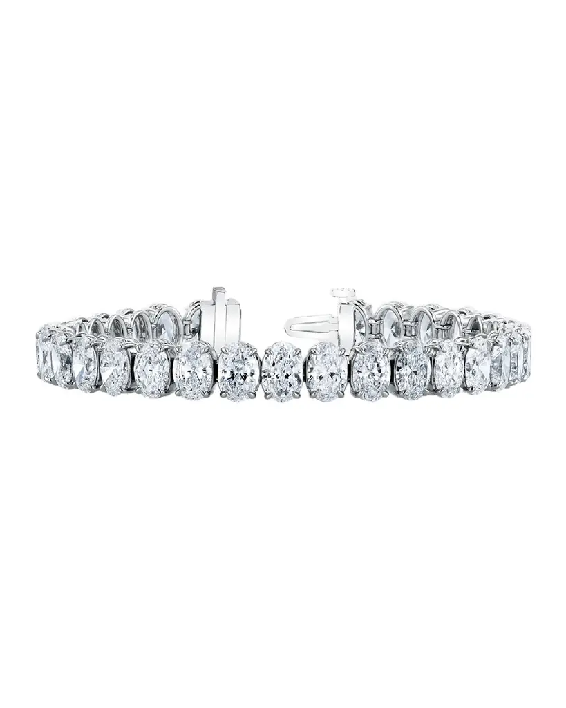 Neiman Marcus Diamonds Platinum North-South Prong-Set Diamond Tennis Bracelet, 9.80tcw, 7"L