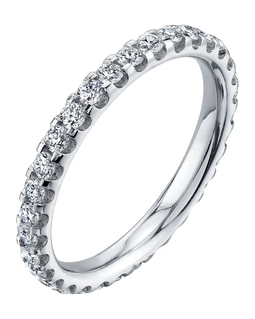 Neiman Marcus Diamonds Platinum Eternity Comfort Fit Band with U Prong Set Round Cut Diamonds, 1.10ct