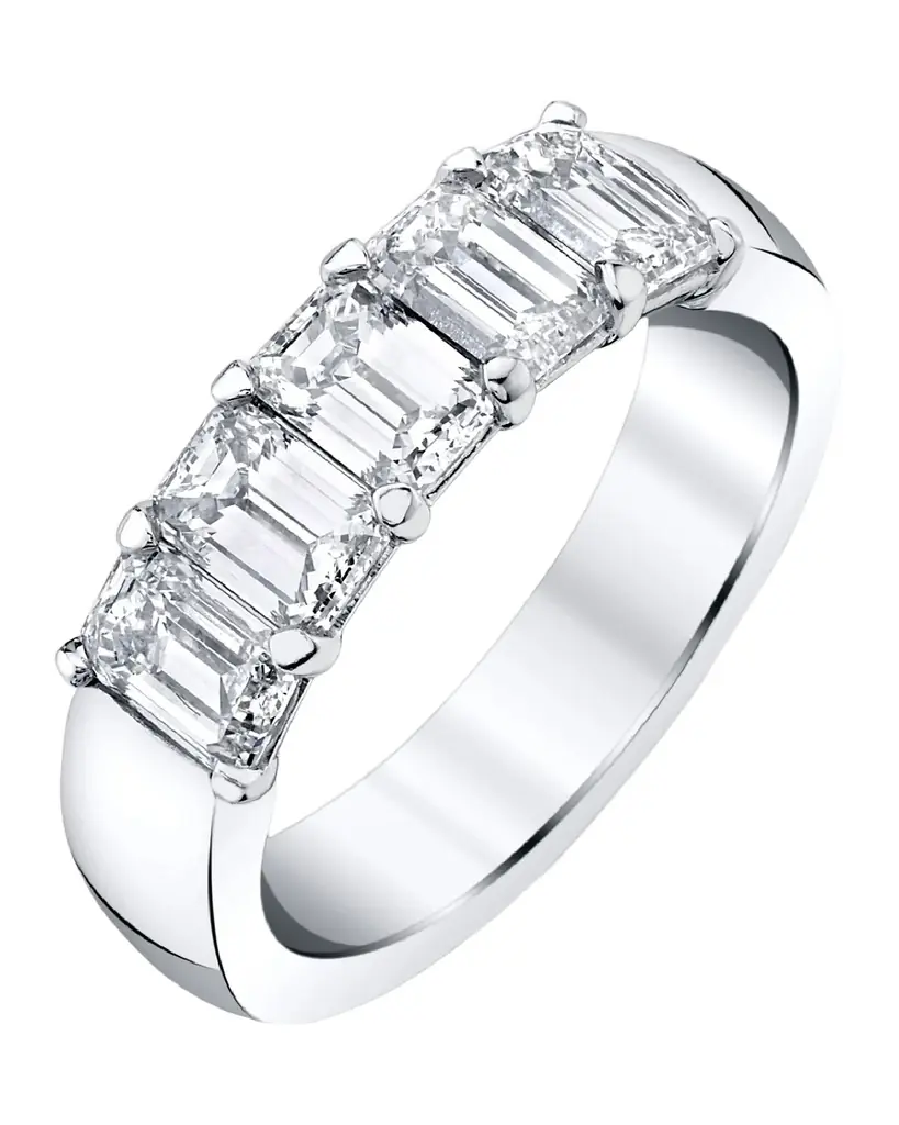 Neiman Marcus Diamonds 18K White Gold 5 Stone Band with Emerald Cut Diamonds, 2.50ct