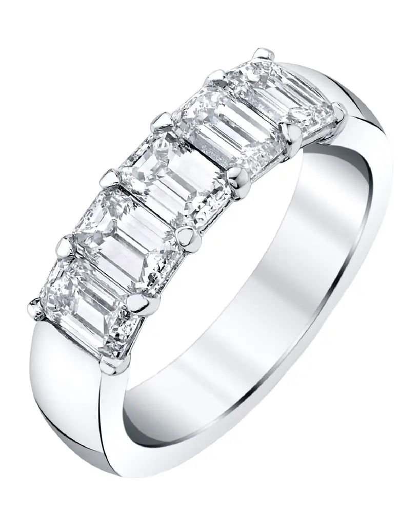 Neiman Marcus Diamonds Platinum 5 Stone Band with Emerald Cut Diamonds, 2.50ct