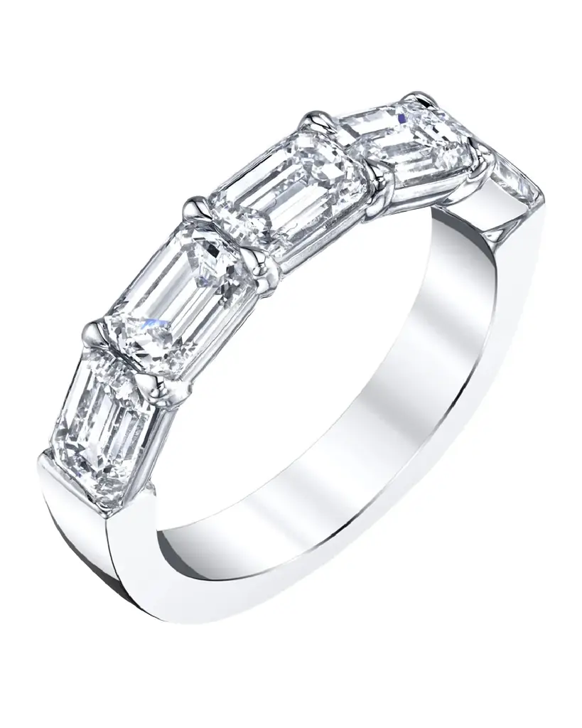 Neiman Marcus Diamonds Large Halfway Band with Horizontal Set Emerald Cut Diamonds, 2.25ct