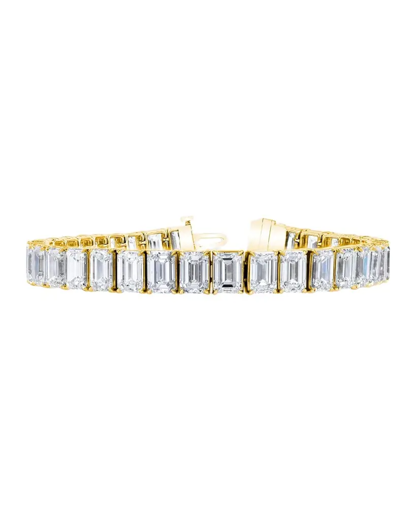 Neiman Marcus Diamonds 18K Gold North-South Prong-Set Diamond Tennis Bracelet, 7.90tcw, 7"L