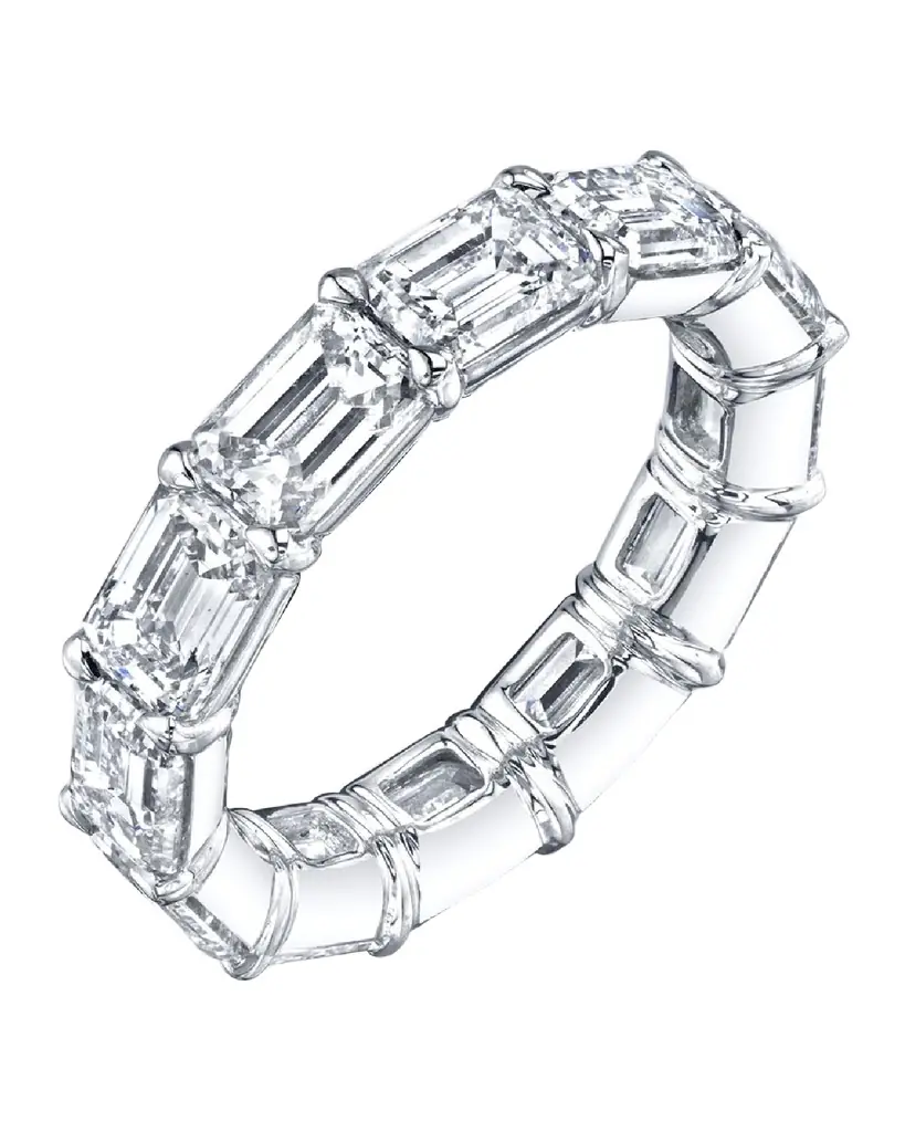 Neiman Marcus Diamonds Large Platinum Eternity Band with Horizontal Set Emerald Cut Diamonds, 3.1ct