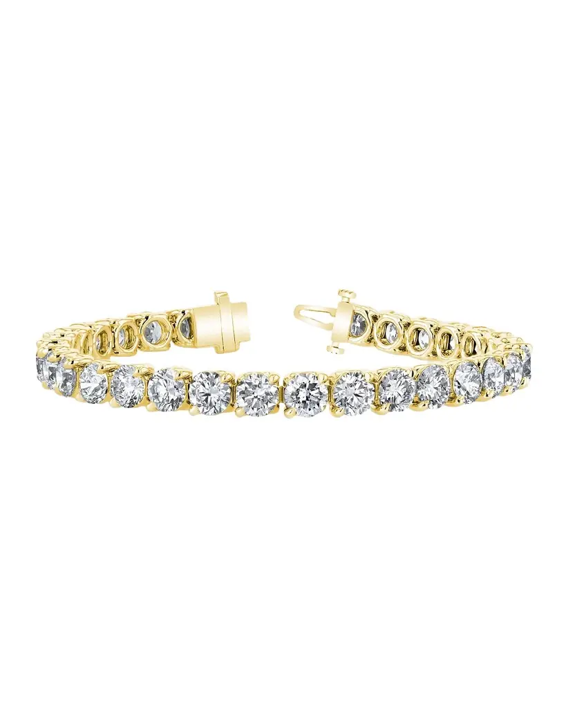 Neiman Marcus Diamonds 18K Gold Round-Cut Diamond Buttercup Tennis Bracelet, 16.50tcw, 7"L - Women's Jewelry And Watches