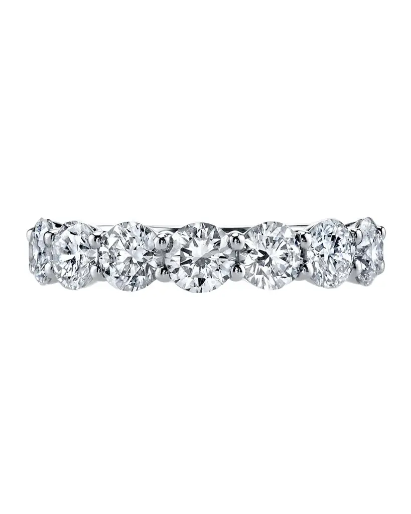 Neiman Marcus Diamonds Platinum Round White Diamond Buttercup Band Ring, 3.50tcw