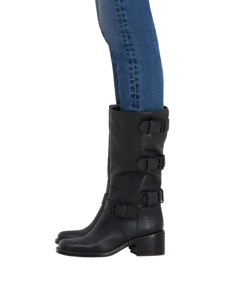 Bernardo Burke Leather Buckle Biker Boots