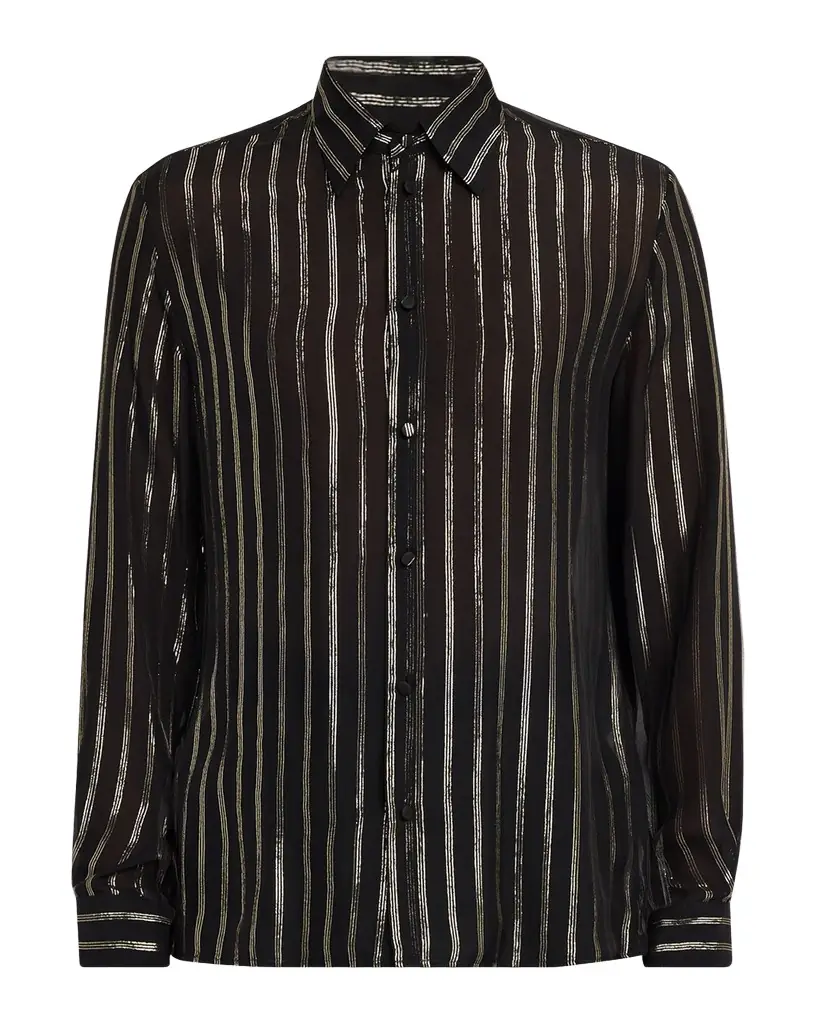 Valentino Garavani Men 's Silk Chiffon Metallic-Stripe Sport Shirt