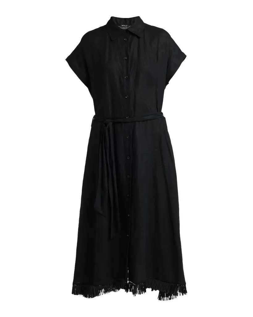 Kiton Linen Belted Midi Shirtdress