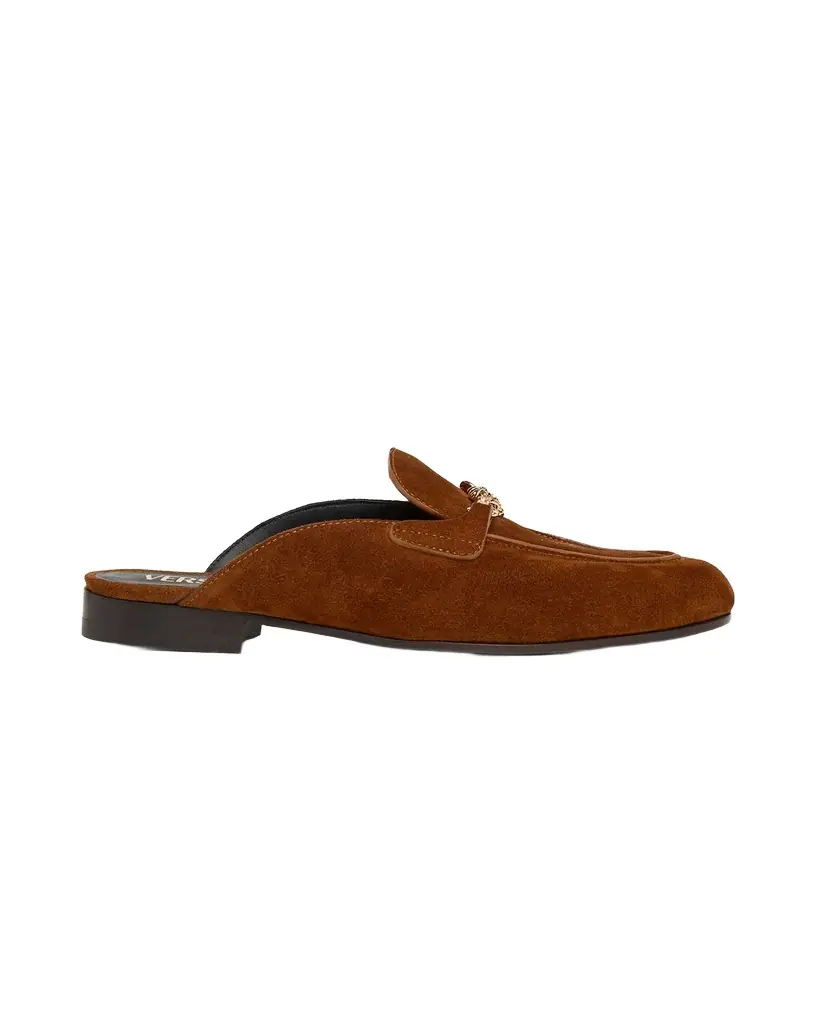 Versace 20mm Medusa Suede Loafer Mules