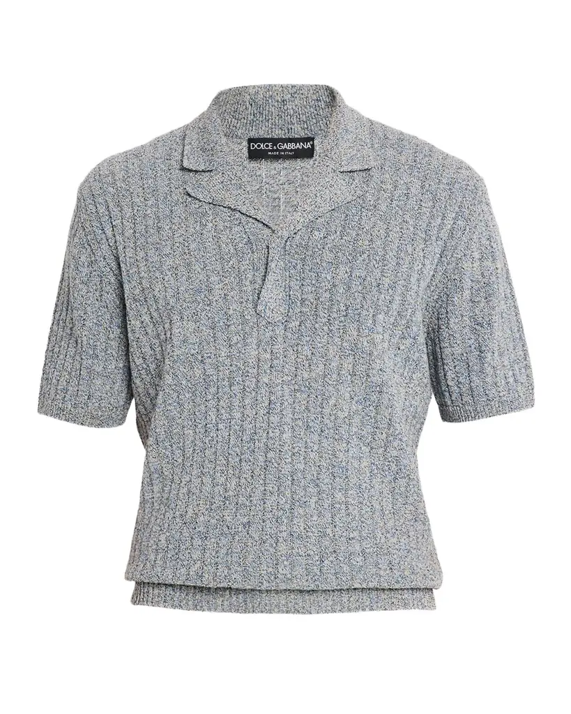 Dolce & Gabbana Men 's Cotton and Linen Rib-Knit Short-Sleeve Sweater