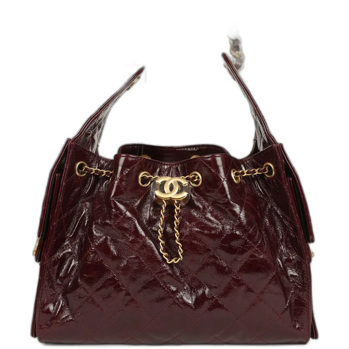Chanel Chanel Small 25 Hobo Bag Burgundy Shiny Aged Crumpled Calfskin Antique Gold Hardware
