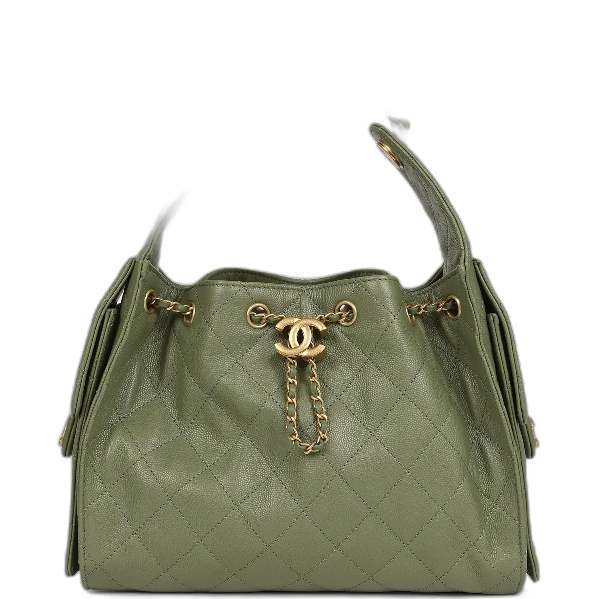 Chanel Chanel Small 25 Hobo Bag Green Caviar Antique Gold Hardware