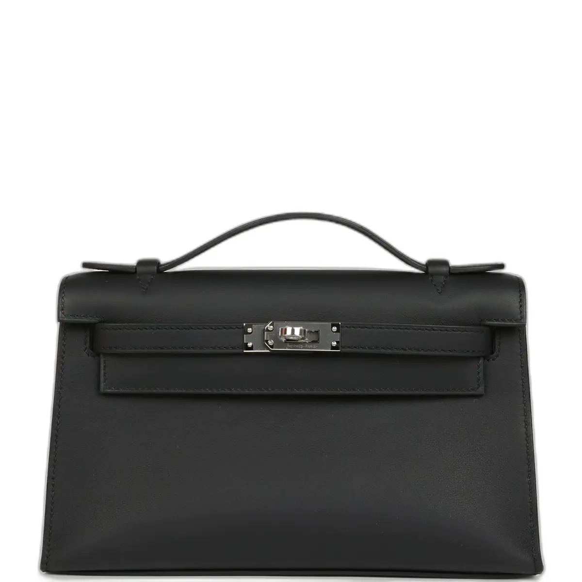 hermes Hermes Kelly Pochette Black Swift Palladium Hardware