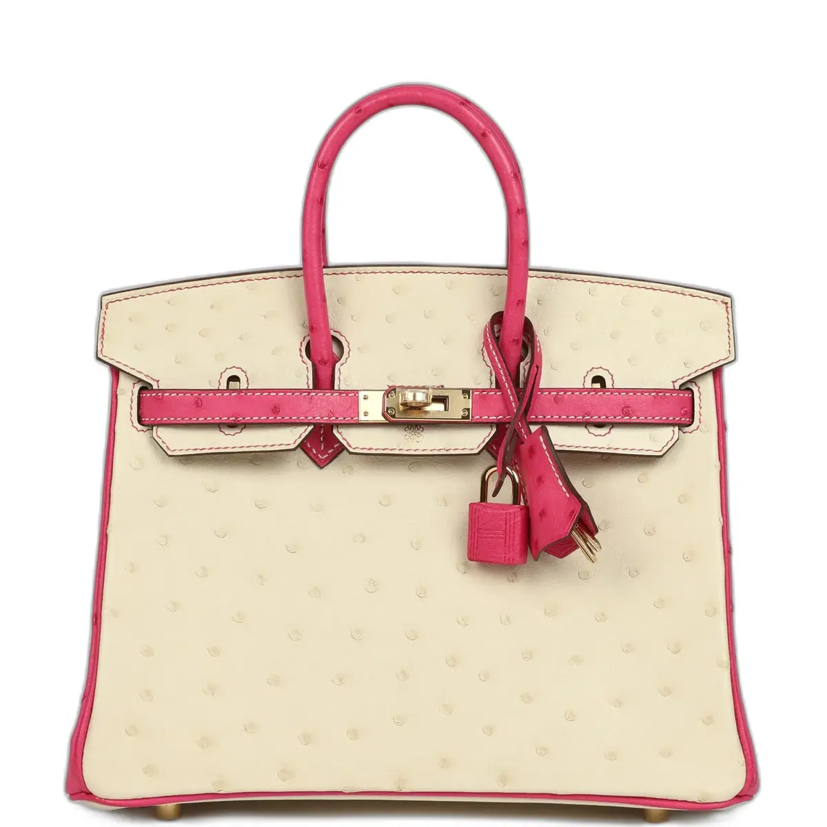 hermes Hermes Special Order (HSS) Birkin 25 Rose Tyrien and Beton Ostrich Permabrass Hardware
