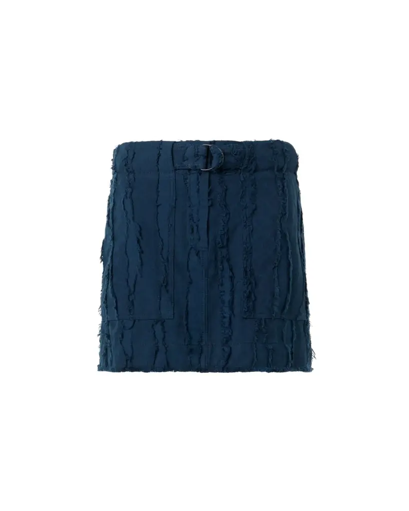 Akris punto Fringe Wave Cotton Jacquard Belted Mini Skirt