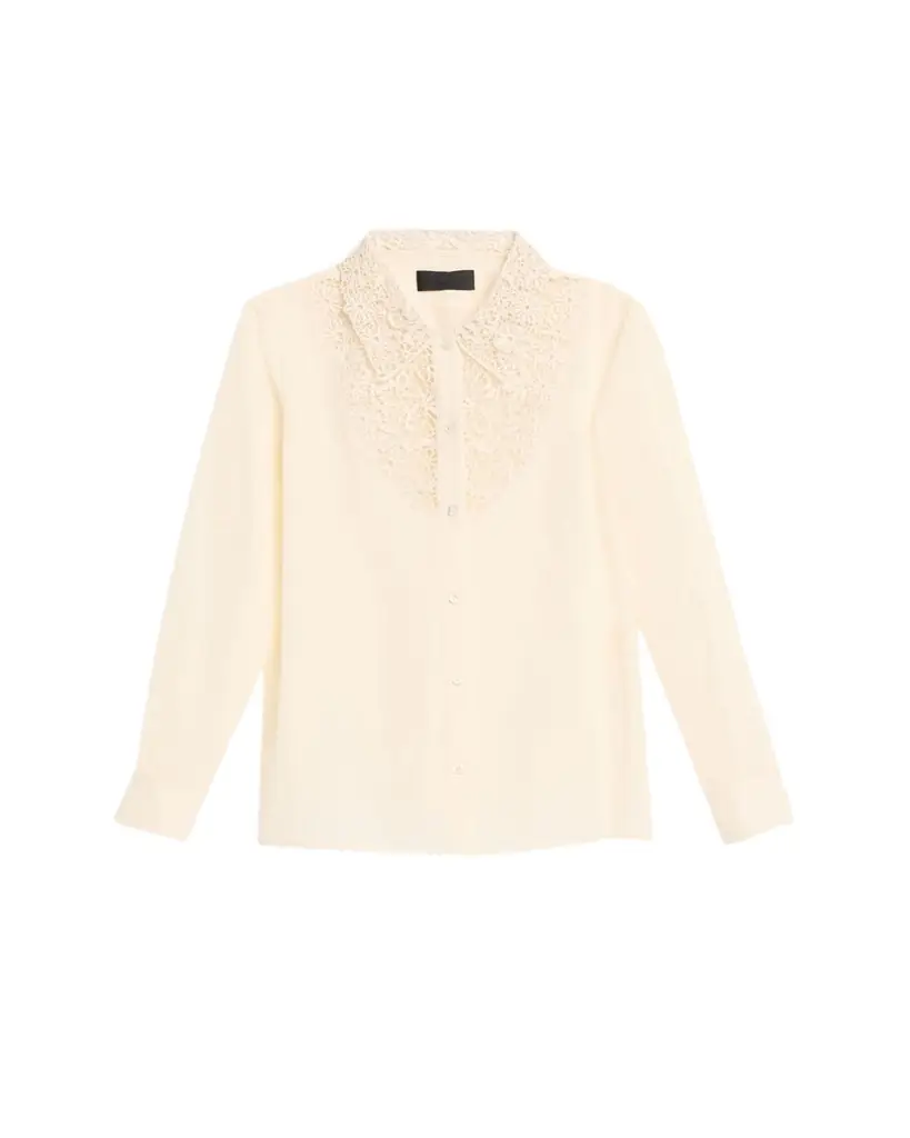 Nili Lotan Zola Silk Lace-Bib Shirt