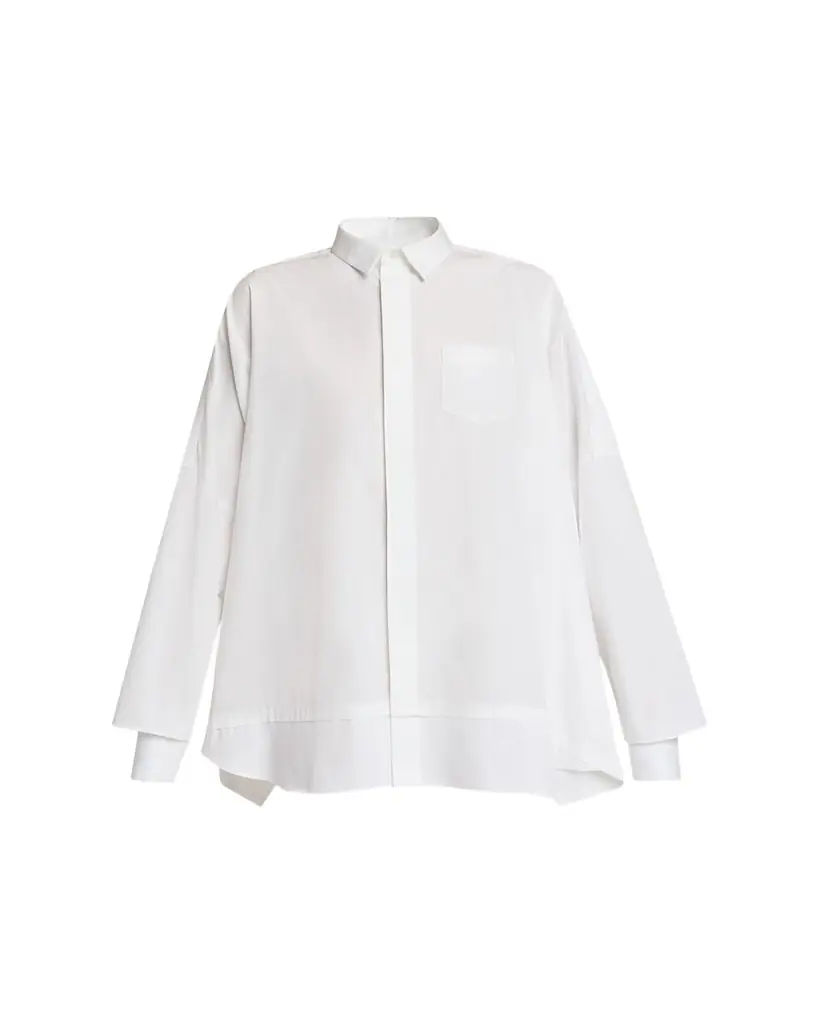 SACAI Striped Poplin Oversized Button-Down Shirt