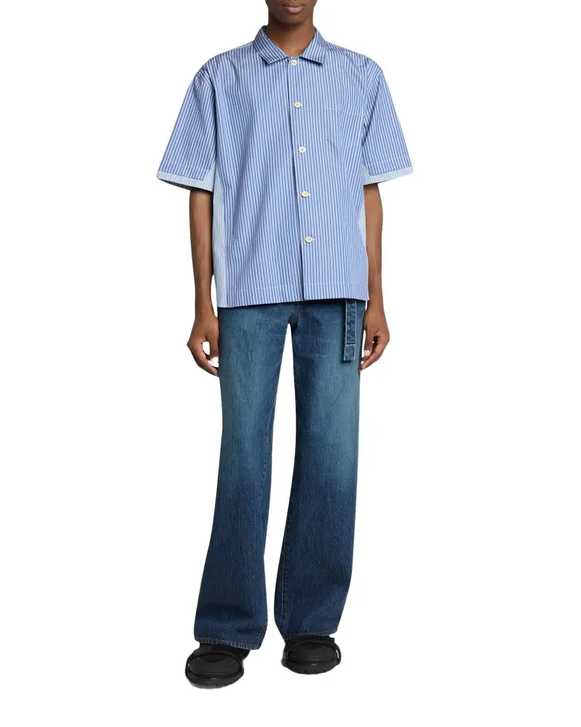 SACAI Men's Colorblock Striped Poplin Short-Sleeve Sport Shirt