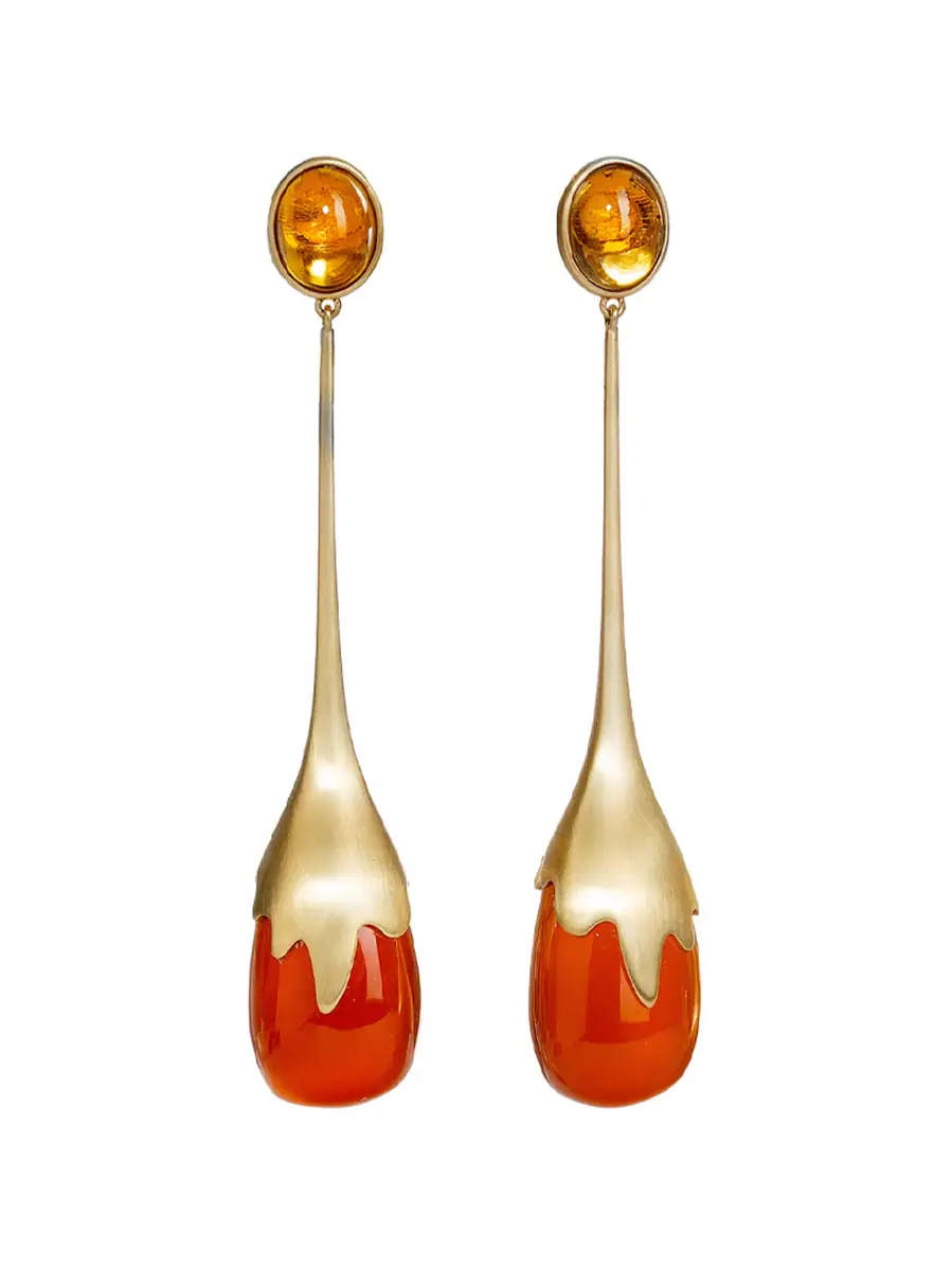 GuitaM Sculpted Red Agate Drop Earrings