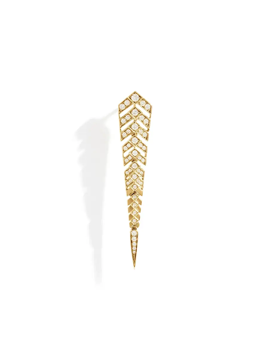 Statement Yellow Gold and Diamond Stairway M Earring