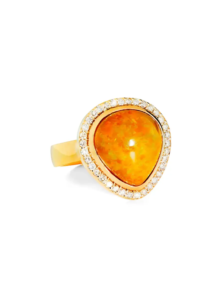 GuitaM Yellow Pear Opal Ring