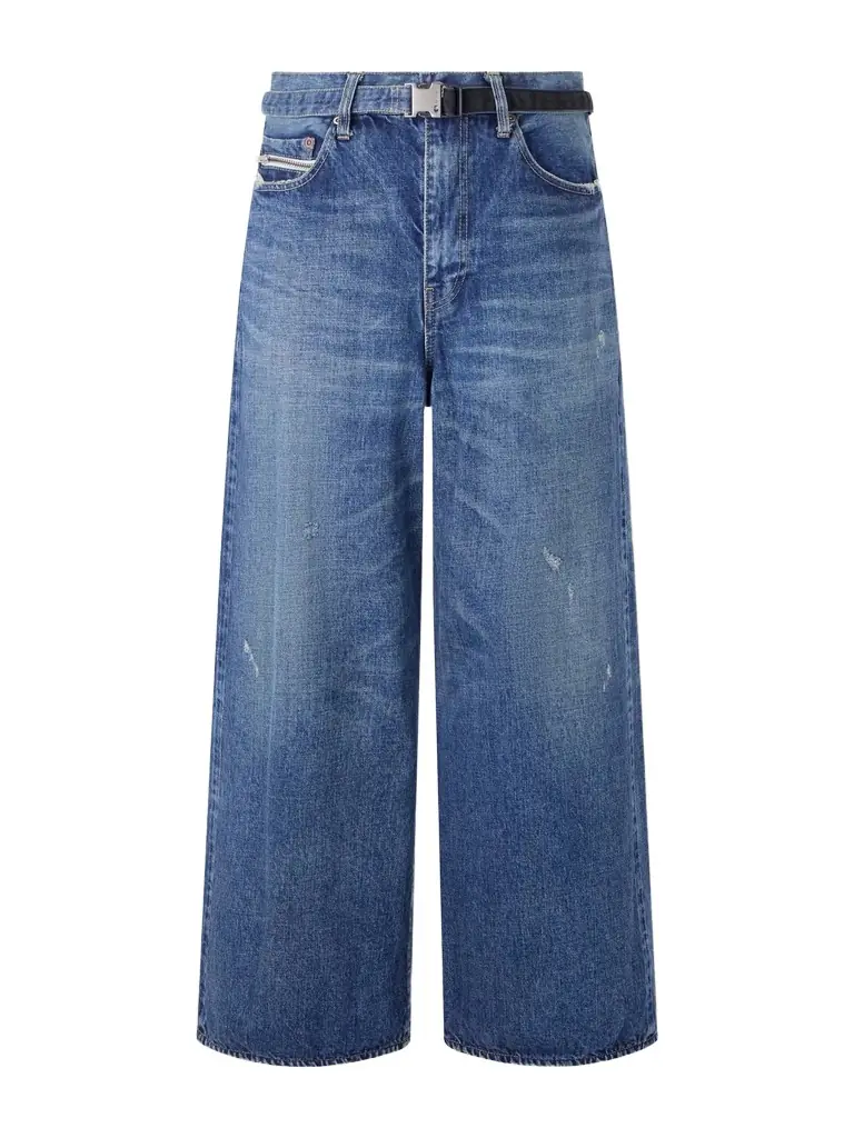Sacai BEYONDEXX Wide-Leg Belted Distressed Jeans - Men