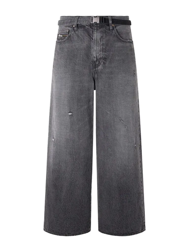 Sacai Beyondexx Wide-Leg Belted Distressed Jeans - Men