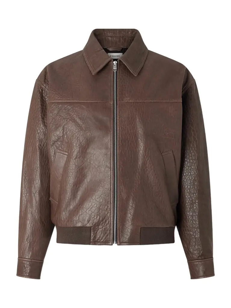 Frame Textured-Leather Bomber Jacket - Men