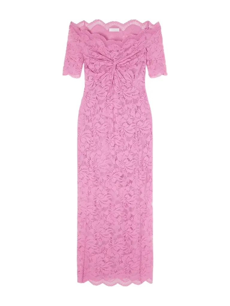 Rabanne Off-the-shoulder Scalloped Lace Midi Dress