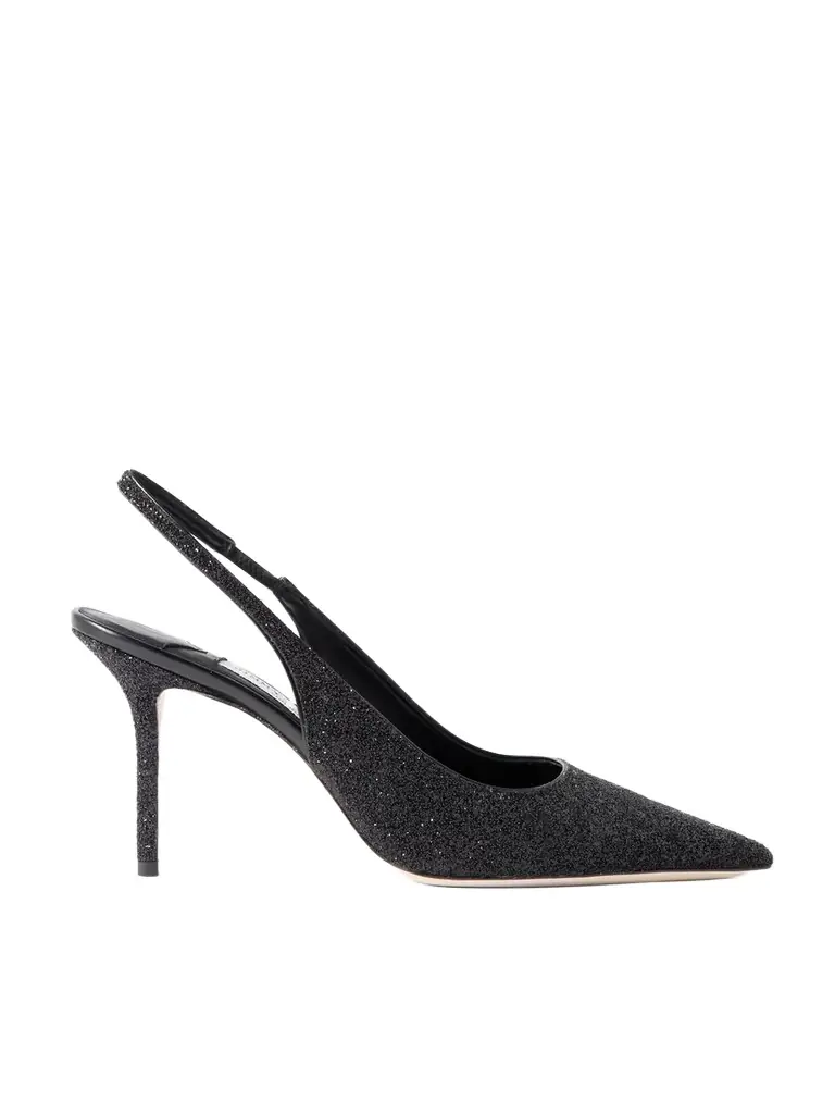 Jimmy Choo Love 85 Glittered Leather Slingback Pumps