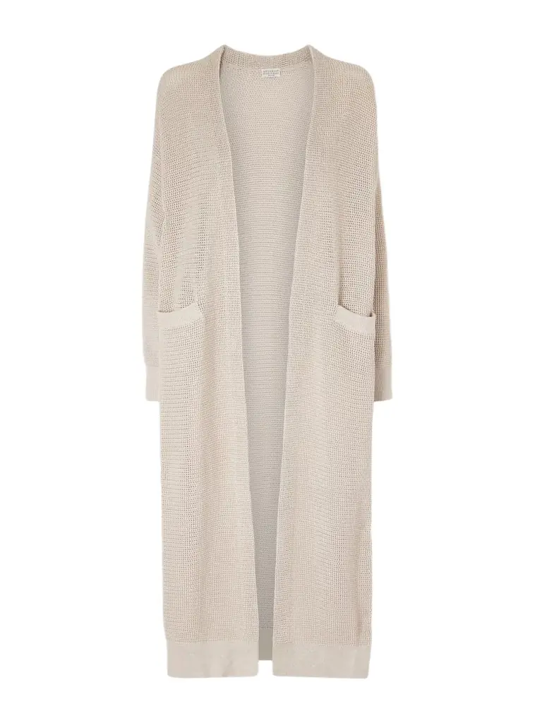 Brunello Cucinelli Metallic Open-knit Cotton-blend Cardigan