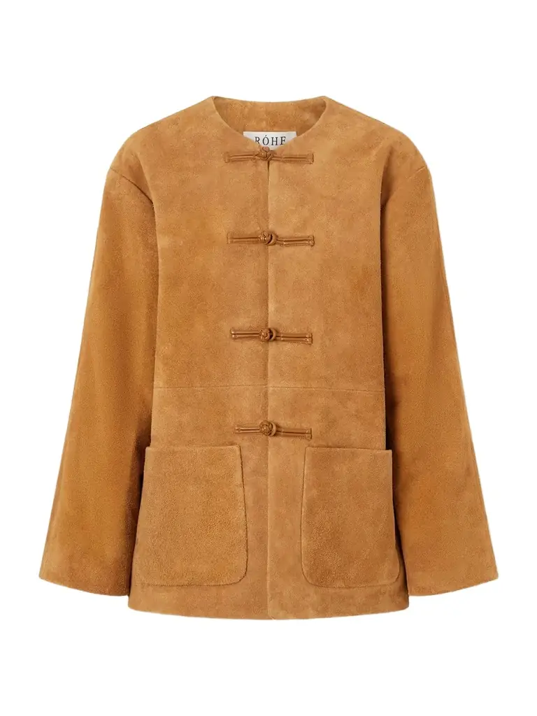 RÓHE Mandarin Paneled Suede Jacket