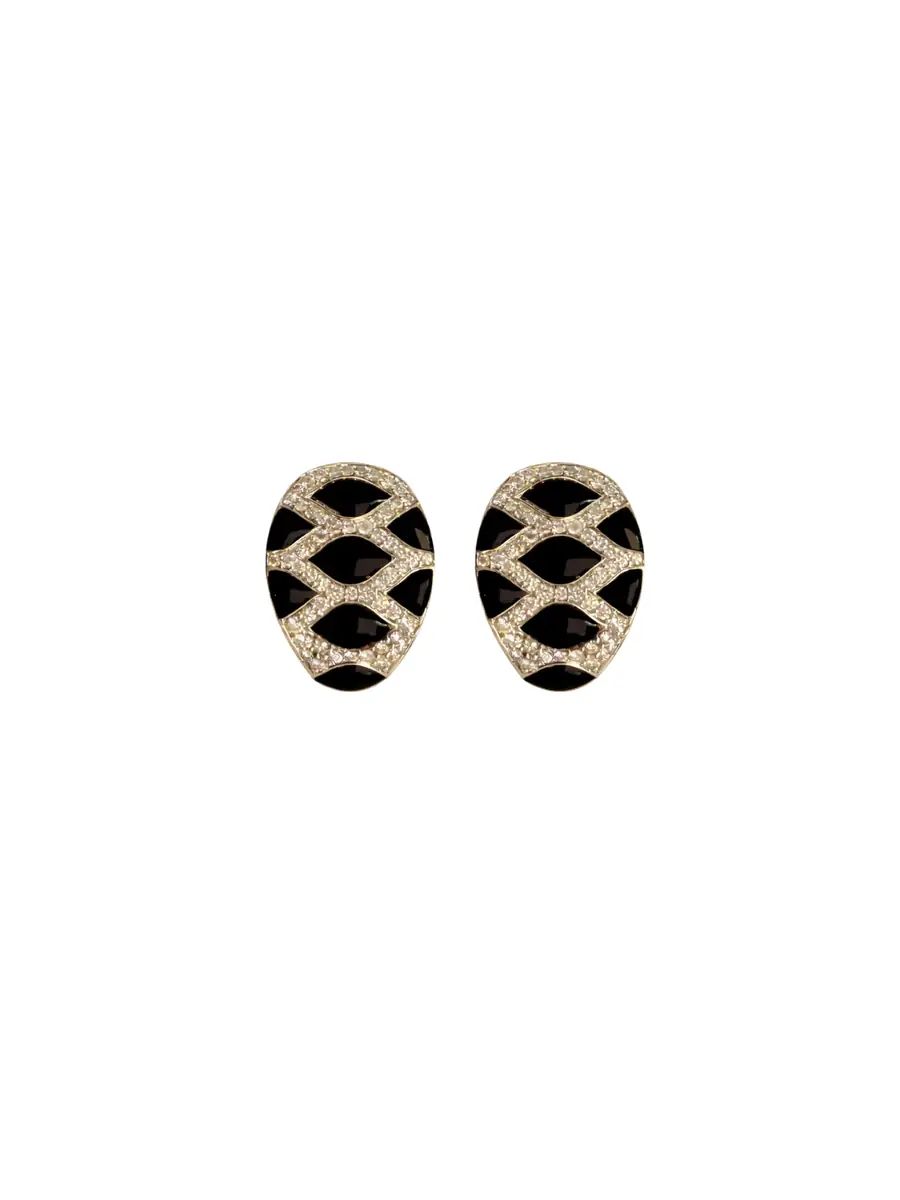 Wish Fine Jewelry 0.99ct Diamond Onyx 14K Gold Snake Print Hoop Earrings