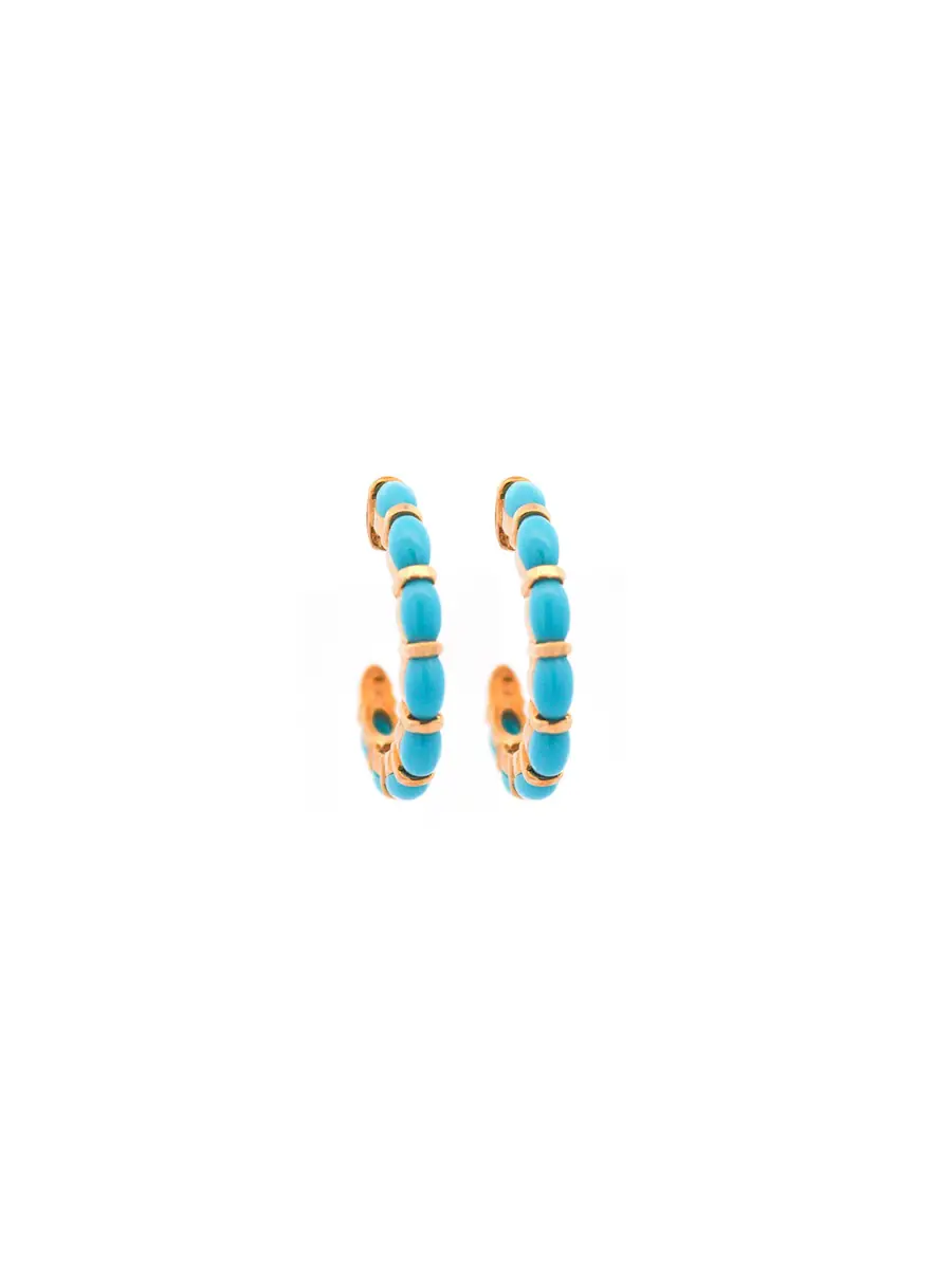 Wish Fine Jewelry 3.10ct Turquoise 14K Gold Half Hoop Earrings