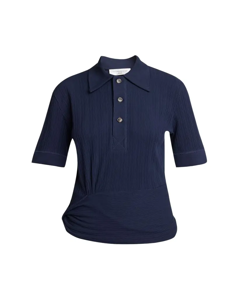 Victoria Beckham Twisted Rib Short-Sleeve Polo Shirt