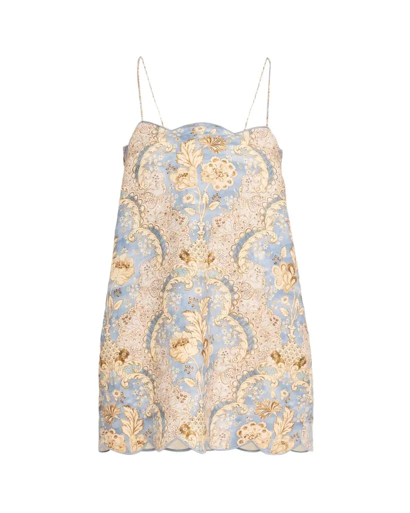 Zimmermann Daylight Scallop Linen Mini Dress