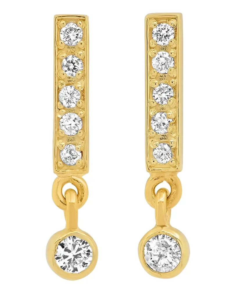Jennifer Meyer Diamond Bar Stud Mini Bezel Drop Earrings