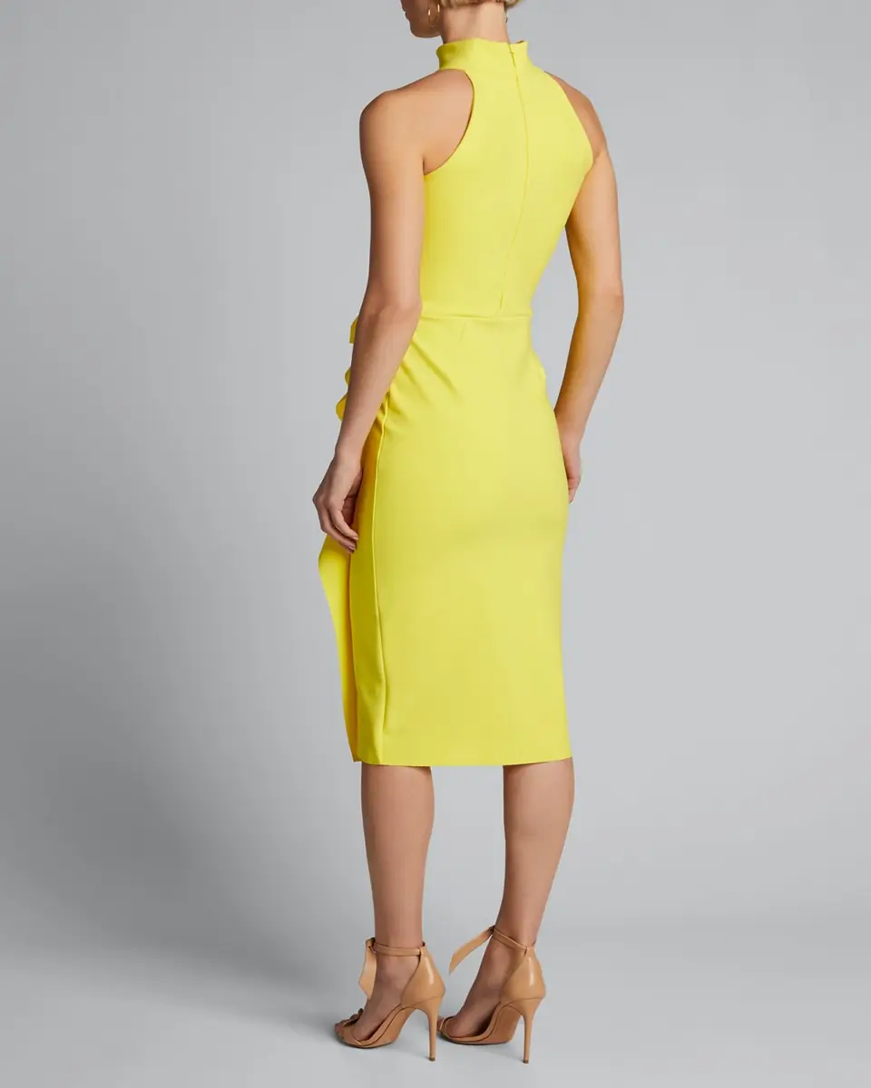chiara boni la petite robe sleeveless halter ruched dress Chiara Boni La Petite Robe Gulek Sleeveless Halter Midi Sheath Dress