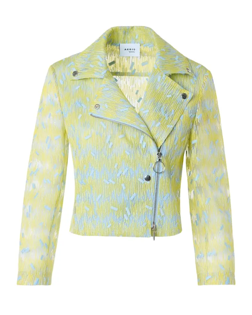 Akris punto Scribble Dot Cropped Biker Jacket