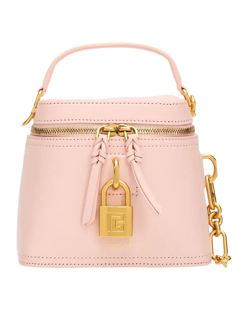 Balmain Pulse Leather Vanity Top Handle Bag